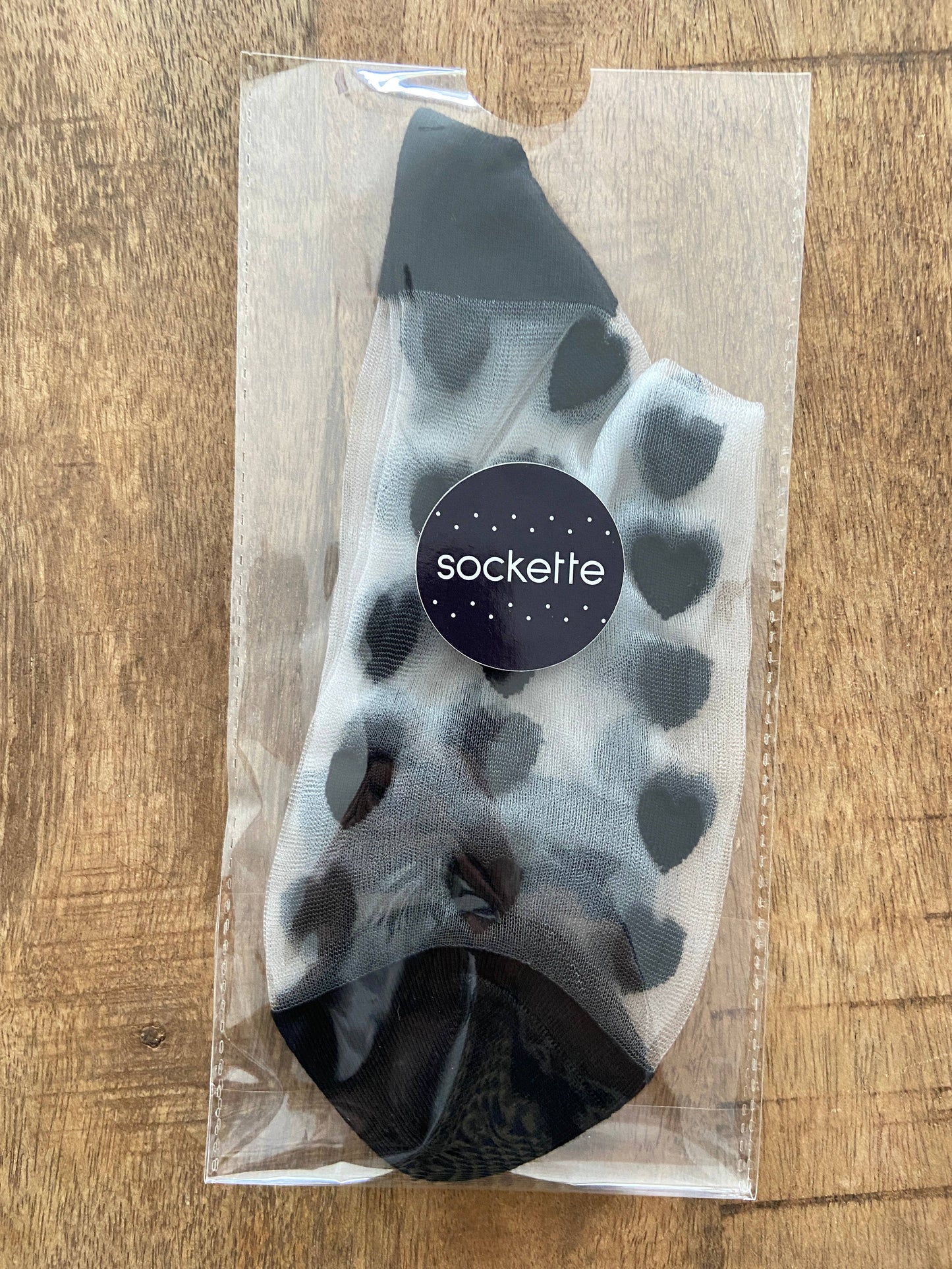 Sockette Laure - Svarta ankelsockor med hjärtan