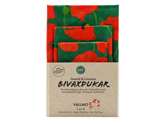 Bivaxduk Vallmo Tre-pack - Gustaf och Linnea