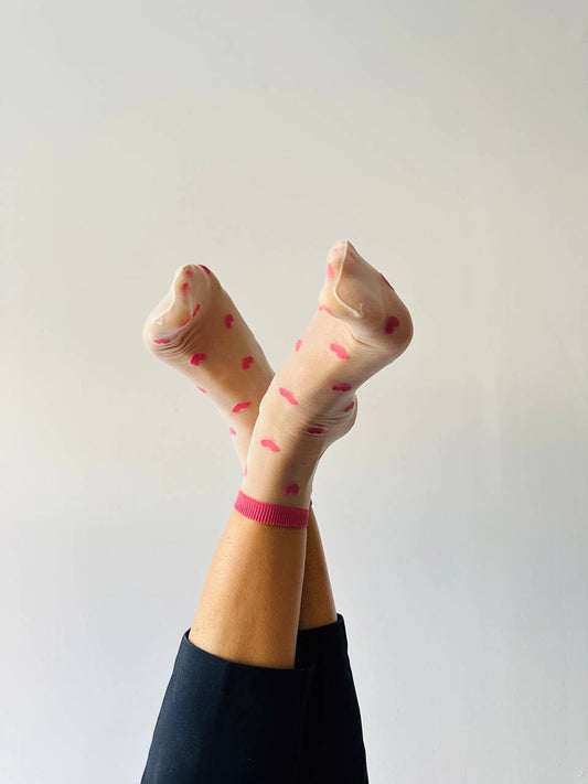 Louise – Ankelsockor med rosa hjärtan